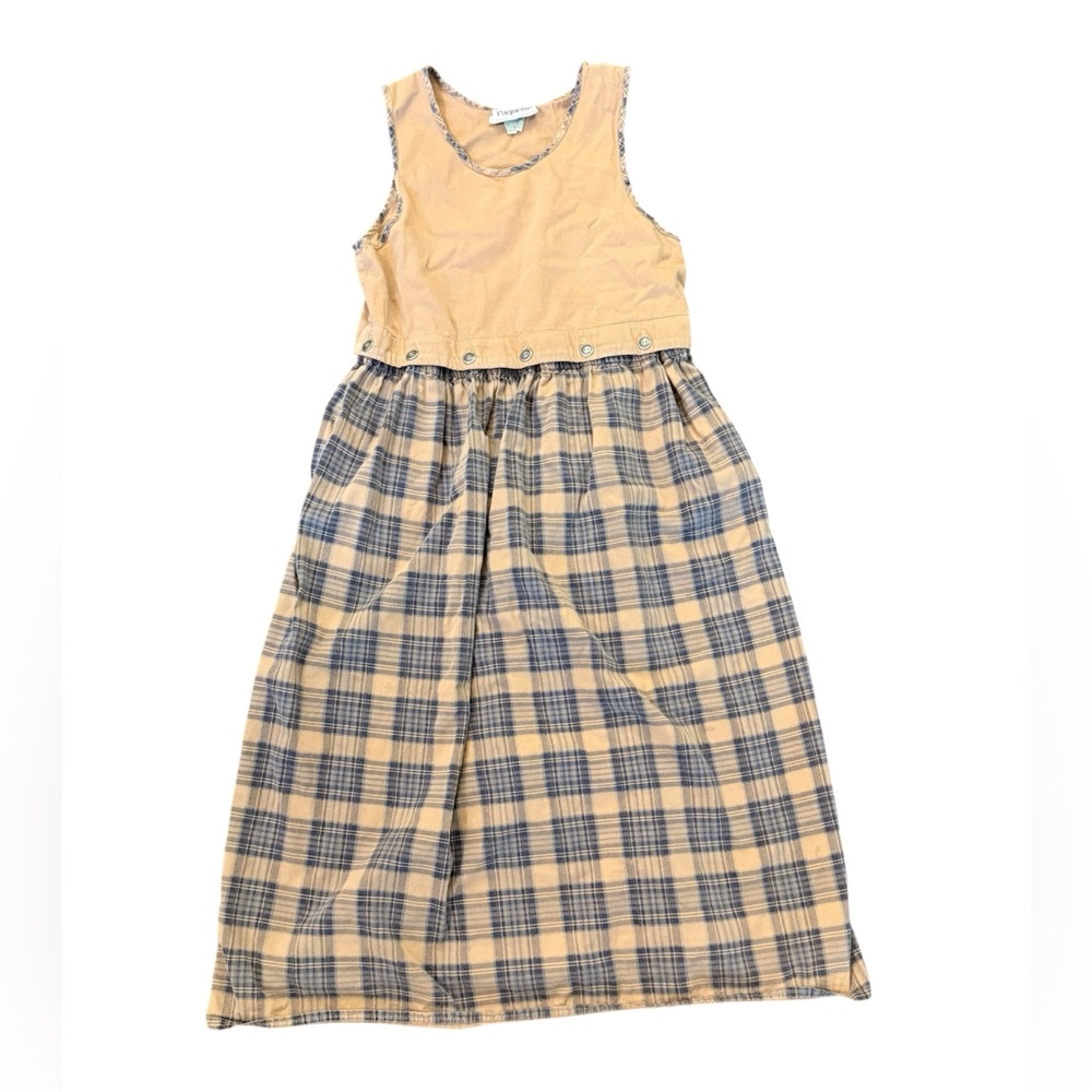 Paquette Vintage Women’s Cottagecore Plaid Skirt/Top/Dress Button Accents Sz M‎